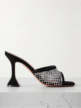 Amina Muaddi Crystal Mesh Lupita Mule Sandals